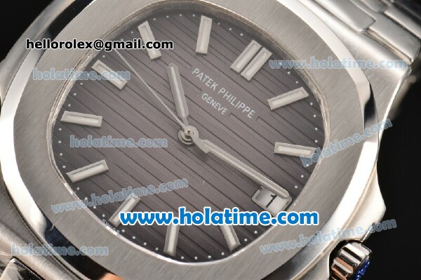 Patek Philippe Nautilus Miyota 9015 Automatic Full Steel with Grey Dial and White Stick Markers - Click Image to Close